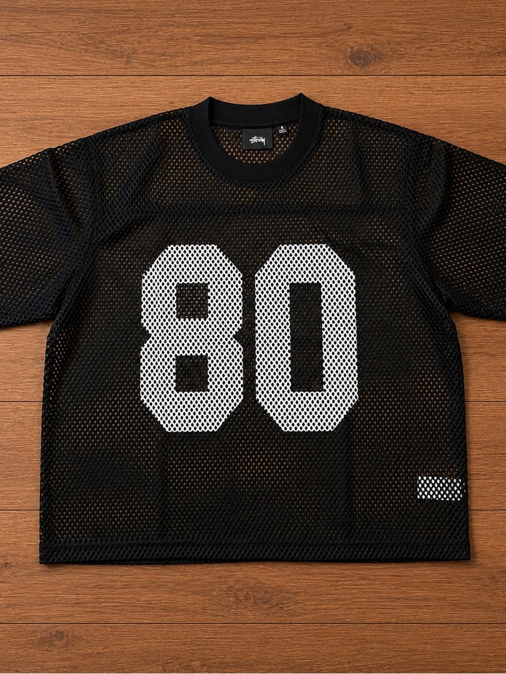 Stüssy Mesh Football Jersey Black #80 Tee Size Small